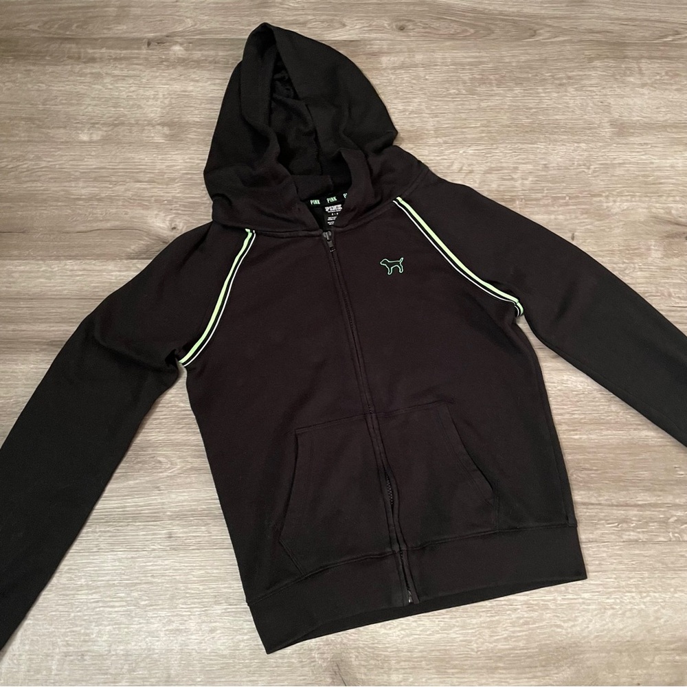 Vintage Y2K Pink by Victoria's Secret Black Full Zip Hoodie